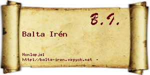 Balta Irén névjegykártya